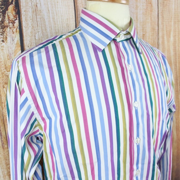 Thomas Pink Dress Shirt 15.5 Colorful French Cuffs - Picture 7 of 7
